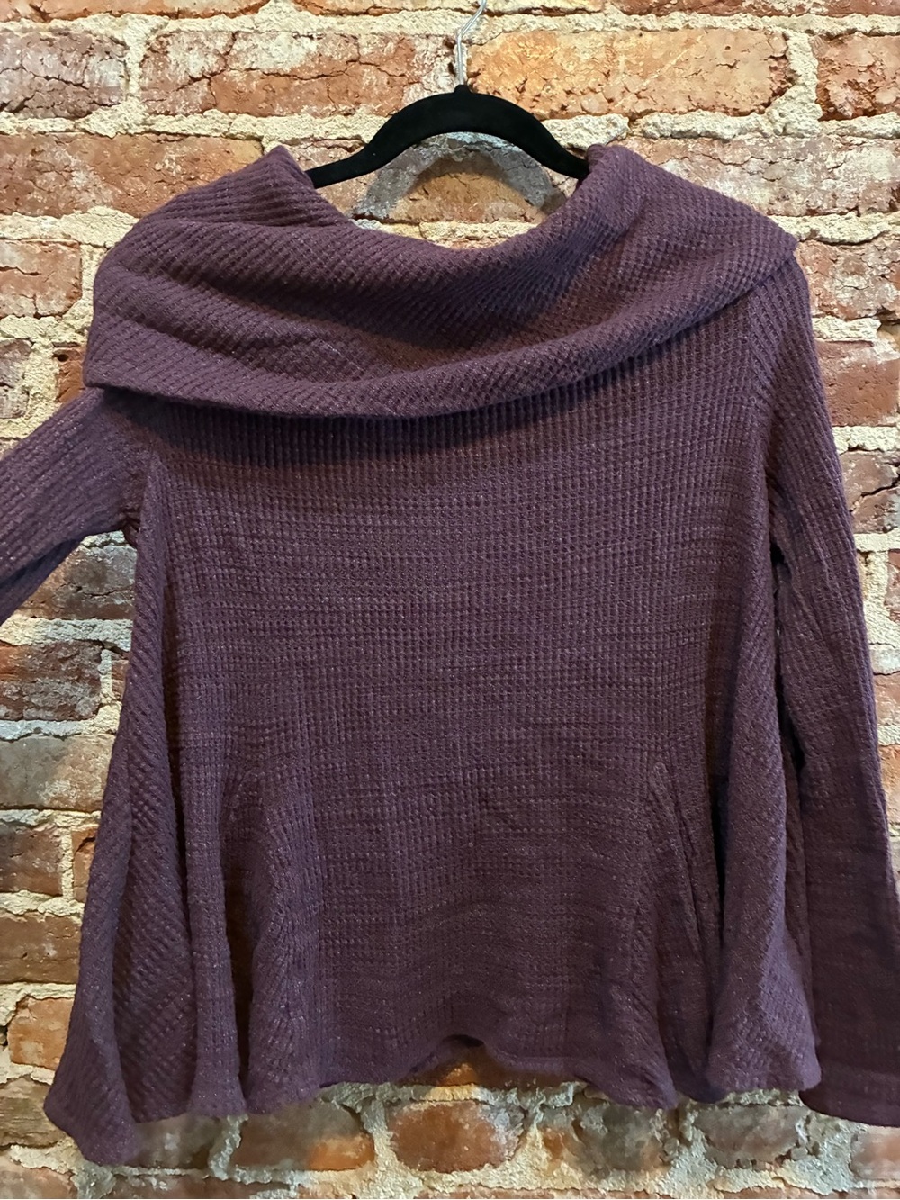 Anthropologie Plum Waffle Cowl-Neck Sweater